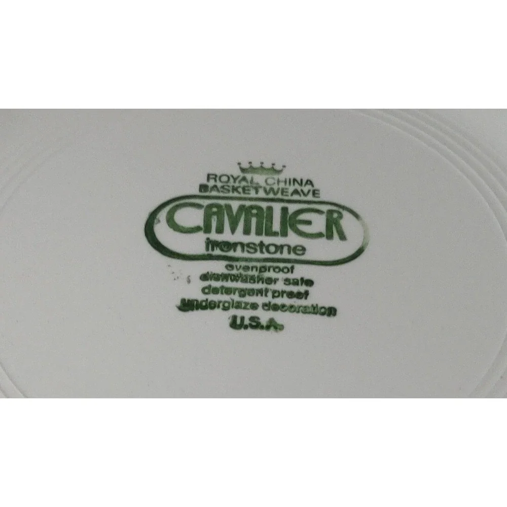 Vintage Royal China Dinner Plates Basketweave‎ Cavalier Ironstone Set of Two